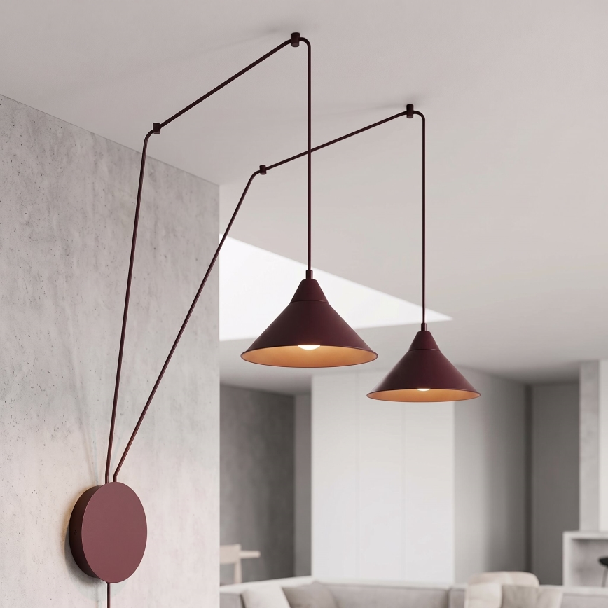 Lampa wisząca na przewodzie ABRAMO 2xE27/15W/230V czerwona