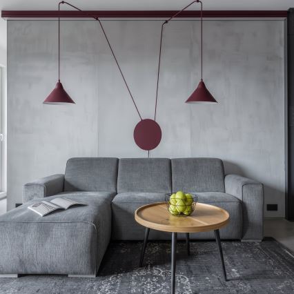 Lampa wisząca na przewodzie ABRAMO 2xE27/15W/230V czerwona