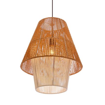 Lampa wisząca na przewodzie AFRICA 1xE27/40W/230V śr. 40 cm brązowa/kremowa