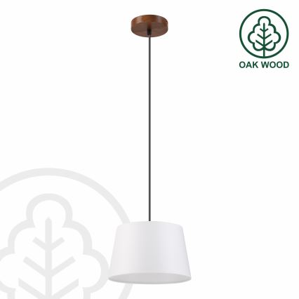 Lampa wisząca na przewodzie AIDA 1xE27/60W/230V śr. 25 cm dąb/orzech/biały