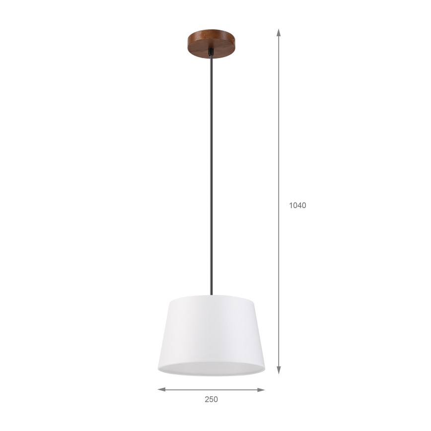 Lampa wisząca na przewodzie AIDA 1xE27/60W/230V śr. 25 cm dąb/orzech/biały
