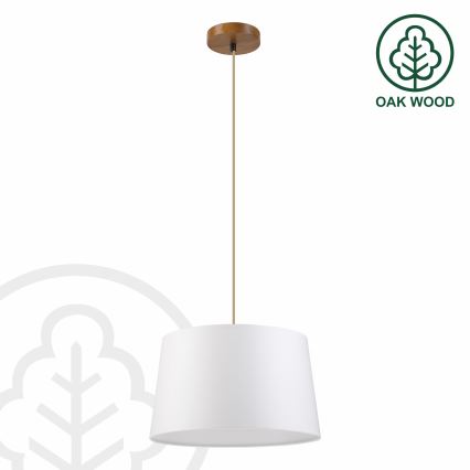 Lampa wisząca na przewodzie AIDA 1xE27/60W/230V śr. 35 cm dąb/brąz/biały