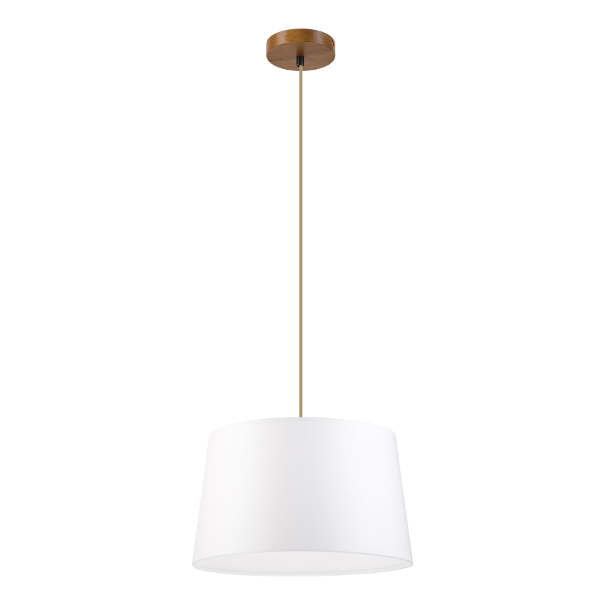 Lampa wisząca na przewodzie AIDA 1xE27/60W/230V śr. 35 cm dąb/brąz/biały