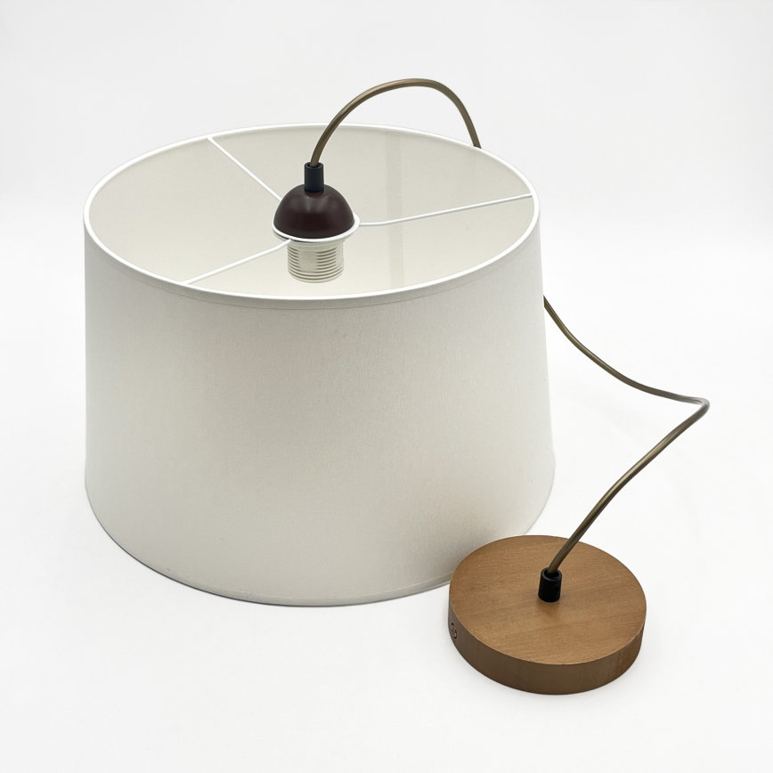 Lampa wisząca na przewodzie AIDA 1xE27/60W/230V śr. 35 cm dąb/brąz/biały