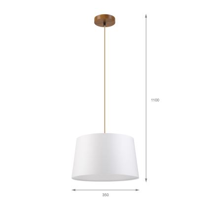 Lampa wisząca na przewodzie AIDA 1xE27/60W/230V śr. 35 cm dąb/brąz/biały