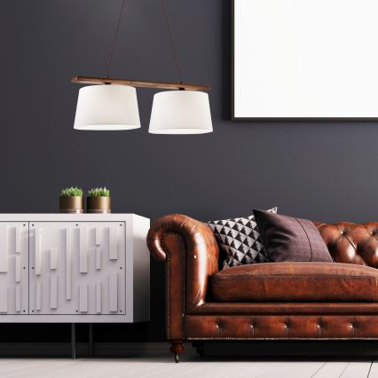 Lampa wisząca na przewodzie AIDA 2xE27/60W/230V śr. 35 cm dąb/orzech