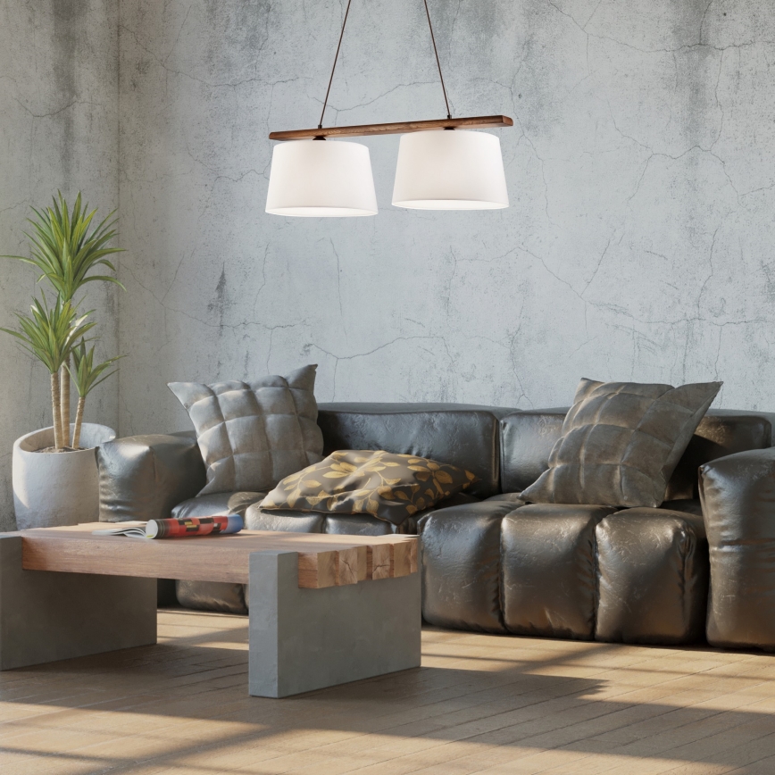 Lampa wisząca na przewodzie AIDA 2xE27/60W/230V śr. 35 cm dąb/orzech