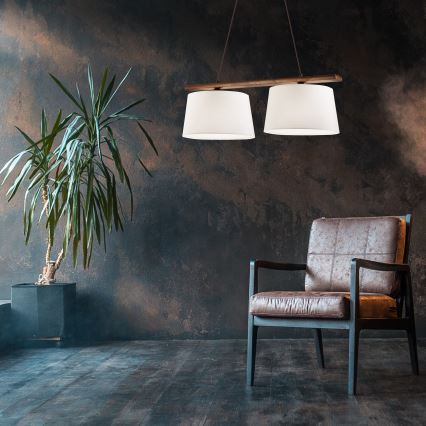 Lampa wisząca na przewodzie AIDA 2xE27/60W/230V śr. 35 cm dąb/orzech