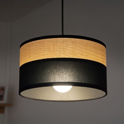 Lampa wisząca na przewodzie ALBA 1xE27/15W/230V śr. 20 cm czarna/brązowa