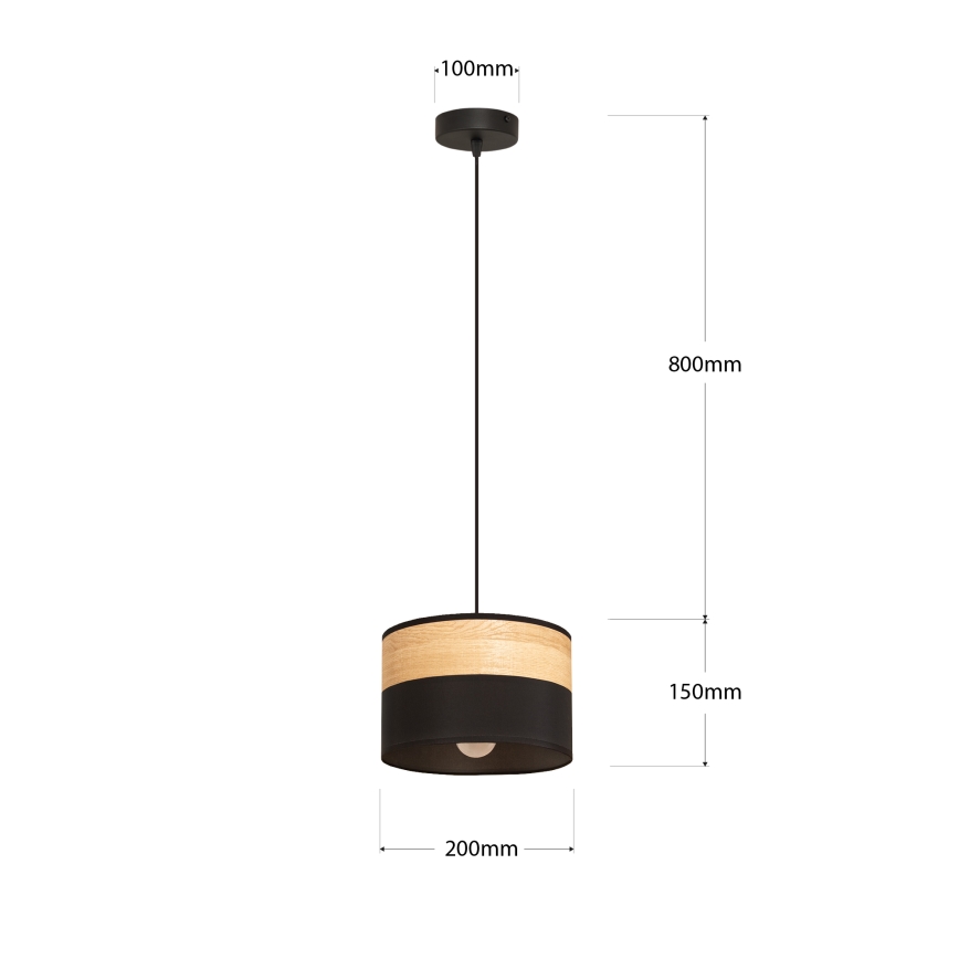 Lampa wisząca na przewodzie ALBA 1xE27/15W/230V śr. 20 cm czarna/brązowa