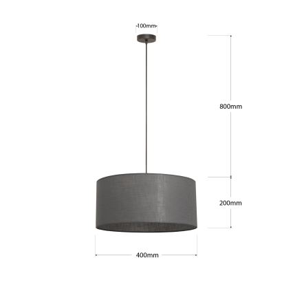 Lampa wisząca na przewodzie ALBA 1xE27/15W/230V śr. 40 cm szara
