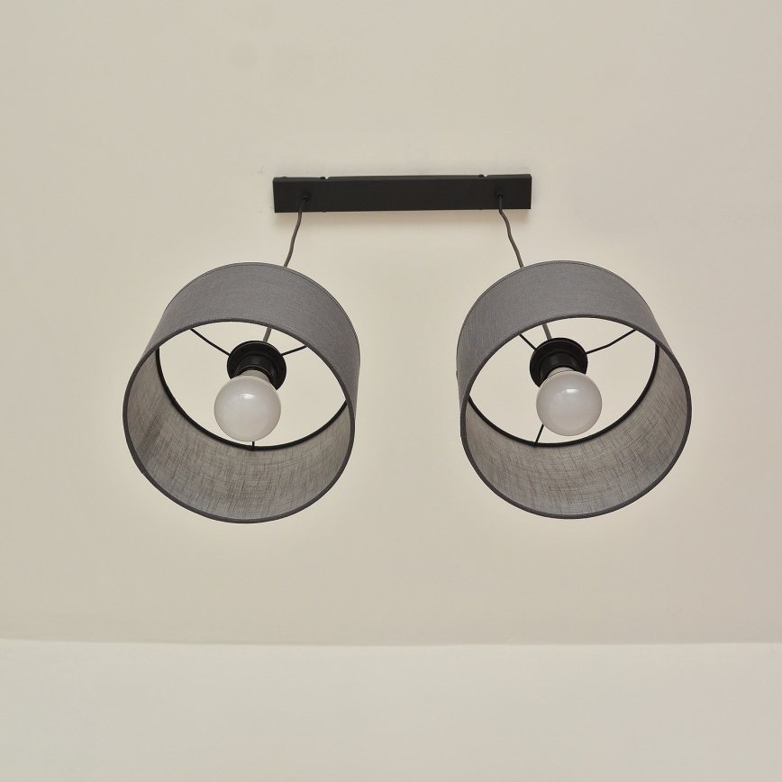 Lampa wisząca na przewodzie ALBA 2xE27/15W/230V szara