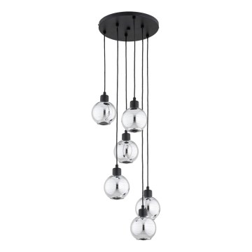 Lampa wisząca na przewodzie ARVENE 6xE27/15W/230V czarna/błyszczący chrom