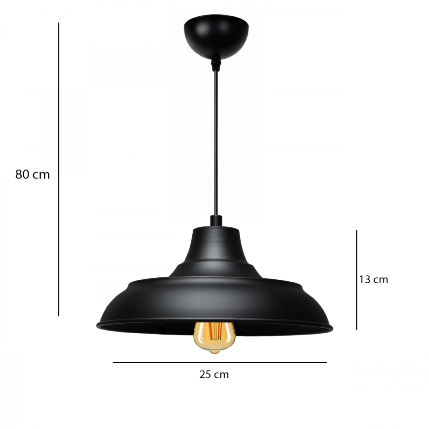 Lampa wisząca na przewodzie AYD 1xE27/40W/230V czarna