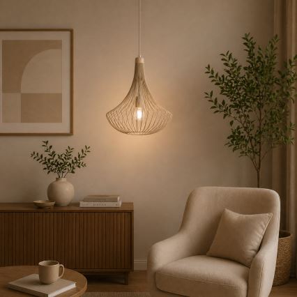 Lampa wisząca na przewodzie BALERINA 1xE27/15W/230V beżowa