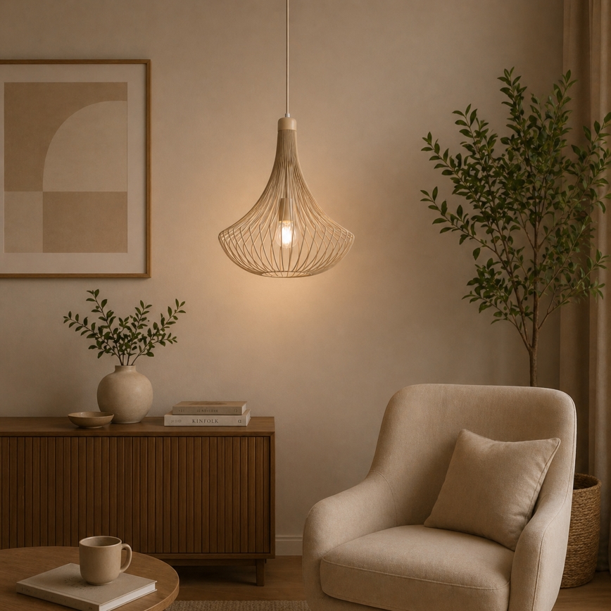 Lampa wisząca na przewodzie BALERINA 1xE27/15W/230V beżowa