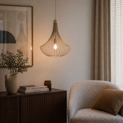 Lampa wisząca na przewodzie BALERINA 1xE27/15W/230V beżowa