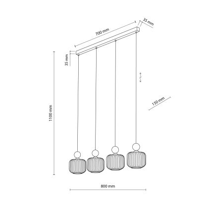 Lampa wisząca na przewodzie BALLO 4xE14/10W/230V beżowa