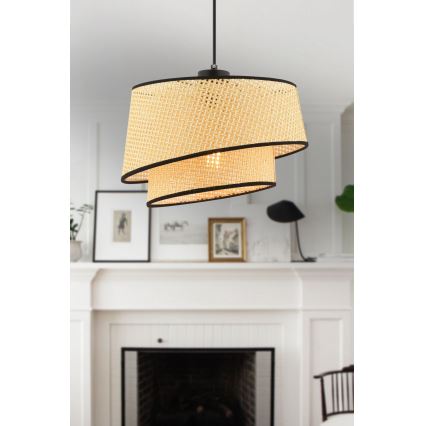 Lampa wisząca na przewodzie BARETTE 1xE27/60W/230V beżowa/czarna