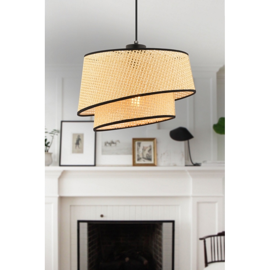 Lampa wisząca na przewodzie BARETTE 1xE27/60W/230V beżowa/czarna