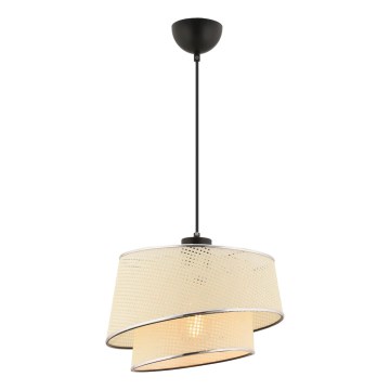 Lampa wisząca na przewodzie BARETTE 1xE27/60W/230V kremowa/błyszczący chrom