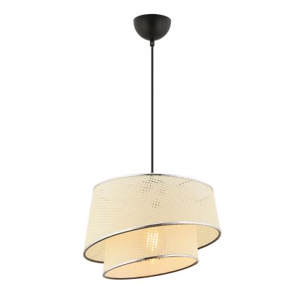 Lampa wisząca na przewodzie BARETTE 1xE27/60W/230V kremowa/błyszczący chrom