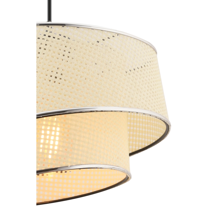 Lampa wisząca na przewodzie BARETTE 1xE27/60W/230V kremowa/błyszczący chrom