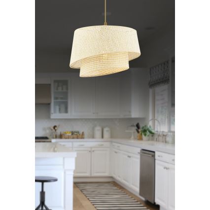 Lampa wisząca na przewodzie BARETTE 1xE27/60W/230V kremowa
