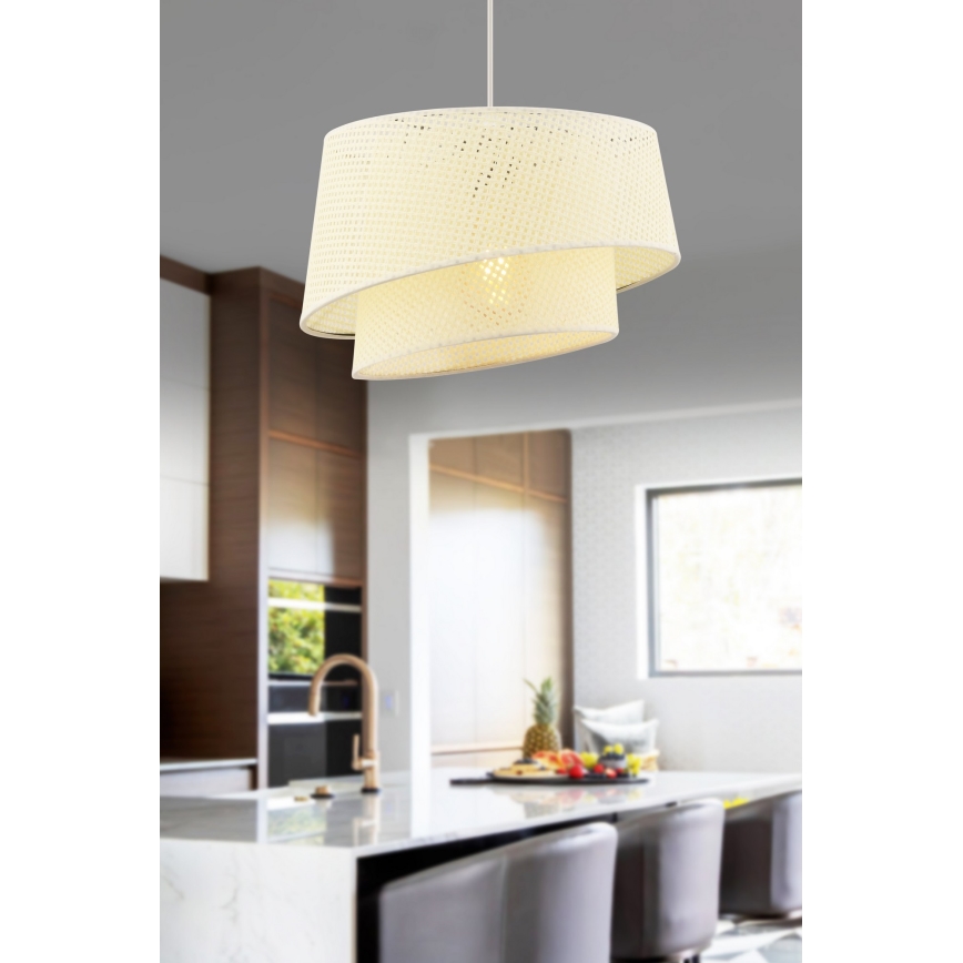 Lampa wisząca na przewodzie BARETTE 1xE27/60W/230V kremowa