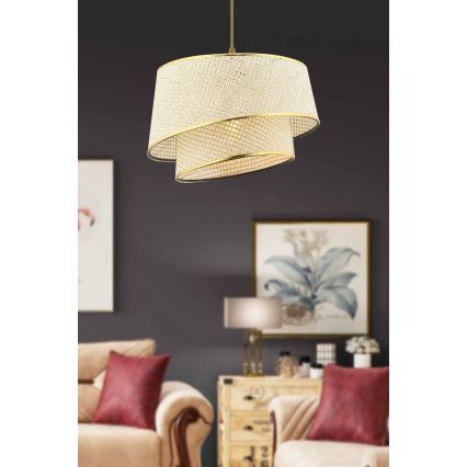Lampa wisząca na przewodzie BARETTE 1xE27/60W/230V kremowo-złota
