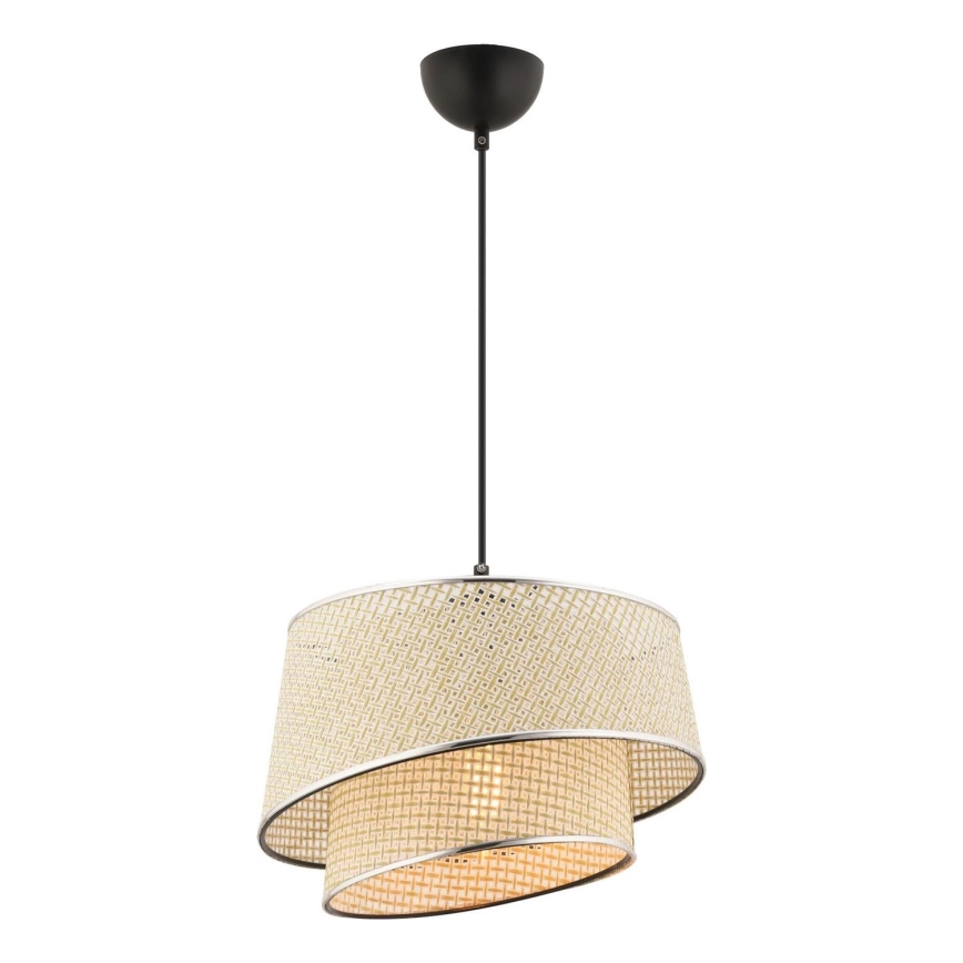 Lampa wisząca na przewodzie BARETTE 1xE27/60W/230V kremowy/błyszczący chrom