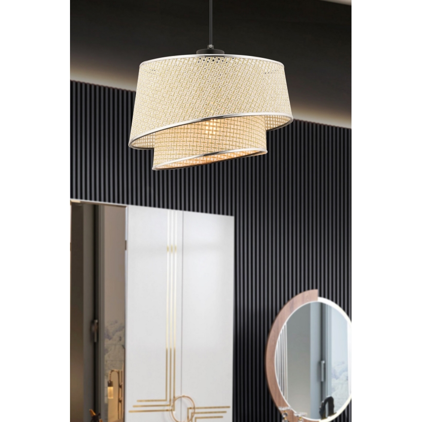 Lampa wisząca na przewodzie BARETTE 1xE27/60W/230V kremowy/błyszczący chrom