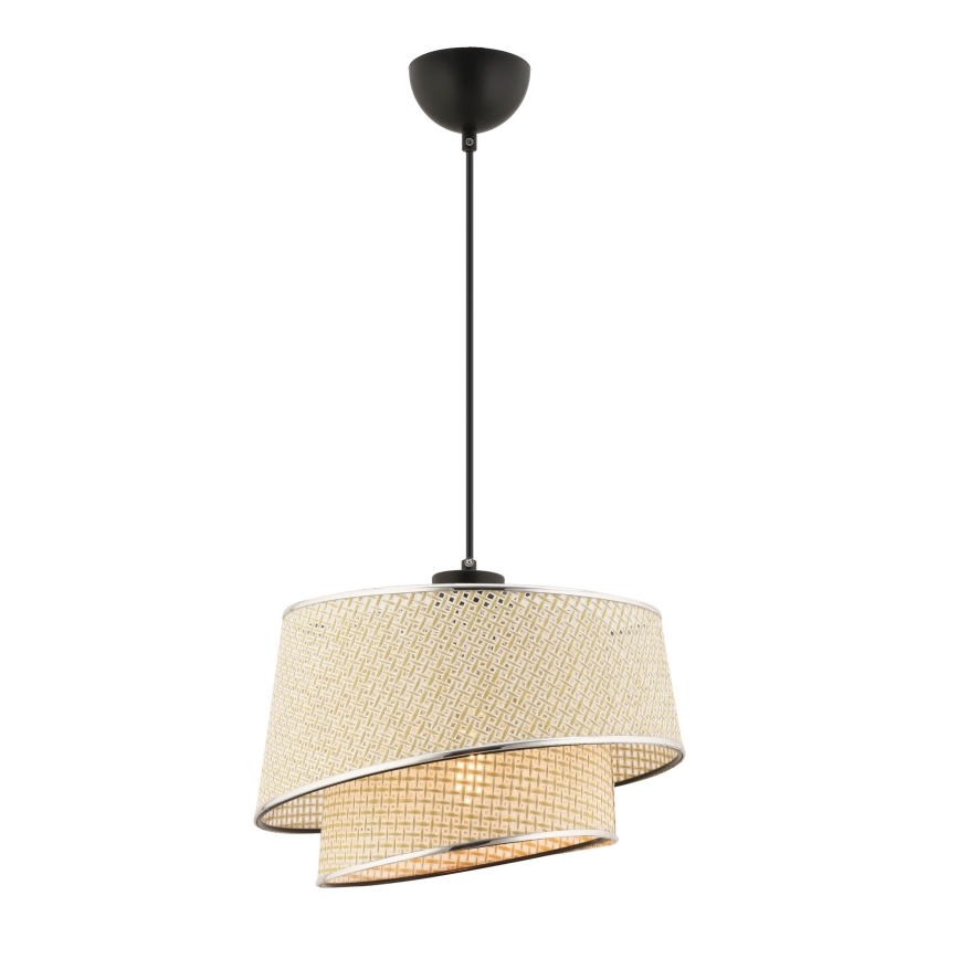 Lampa wisząca na przewodzie BARETTE 1xE27/60W/230V kremowy/błyszczący chrom