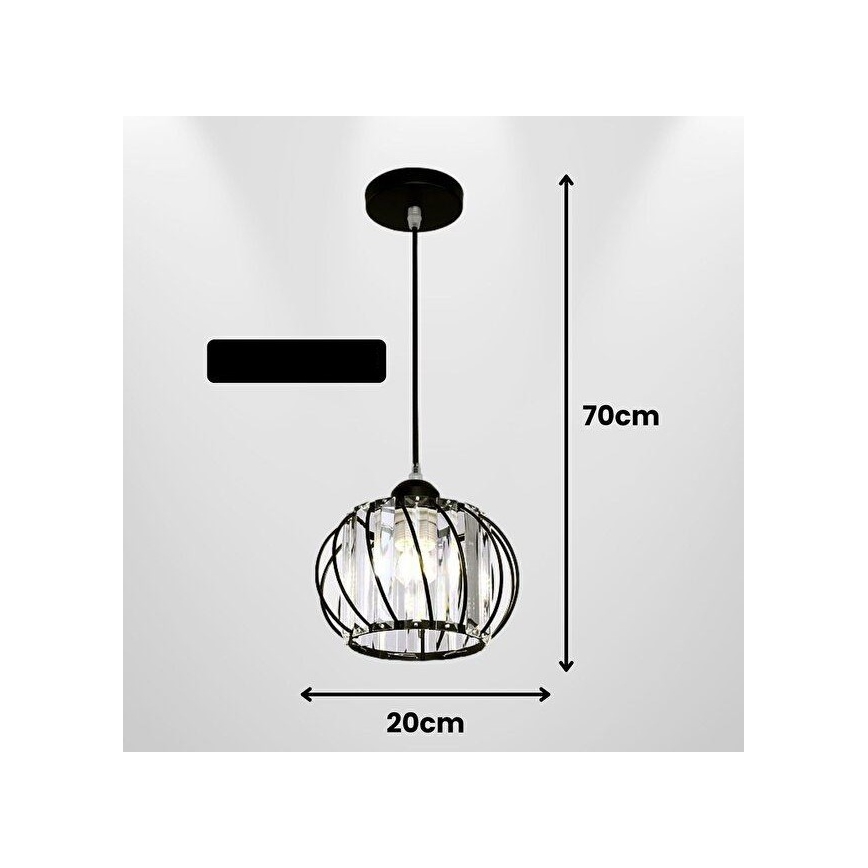 Lampa wisząca na przewodzie BELLA 1xE27/40W/230V czarna