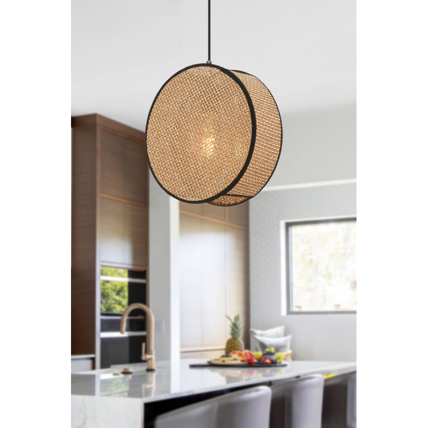 Lampa wisząca na przewodzie BIG DRUM 1xE27/60W/230V brązowa/czarna