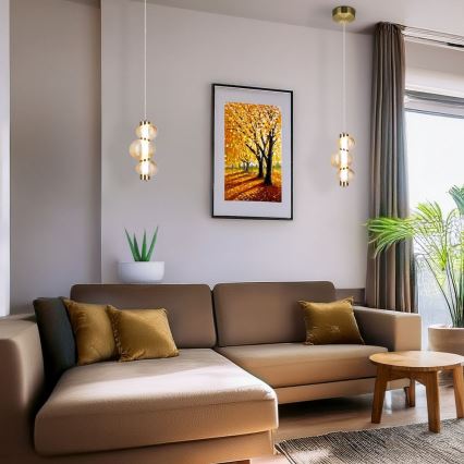 Lampa wisząca na przewodzie BOLLA LED/12W/230V śr. 16 cm złota/dymny beż