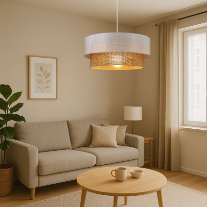 Lampa wisząca na przewodzie BORHO 1xE27/60W/230V biały/juta