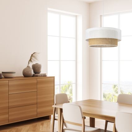 Lampa wisząca na przewodzie BORHO 1xE27/60W/230V biały/juta