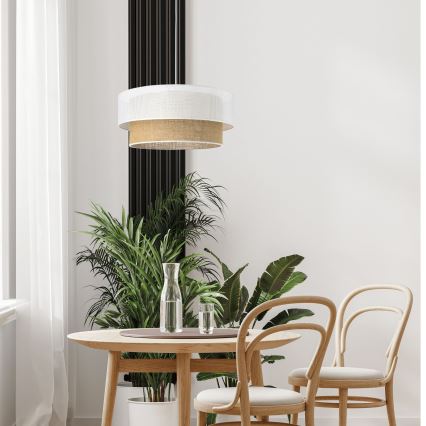 Lampa wisząca na przewodzie BORHO 1xE27/60W/230V biały/juta