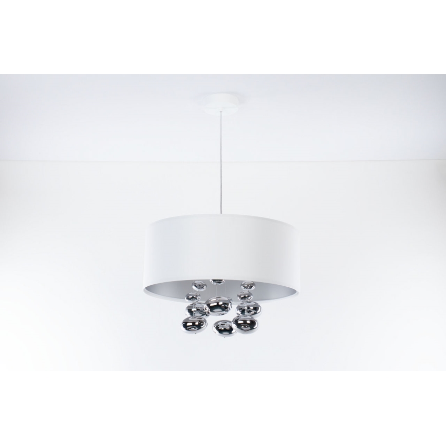Lampa wisząca na przewodzie BUBBLE 1xE27/60W/230V śr. 50 cm biała