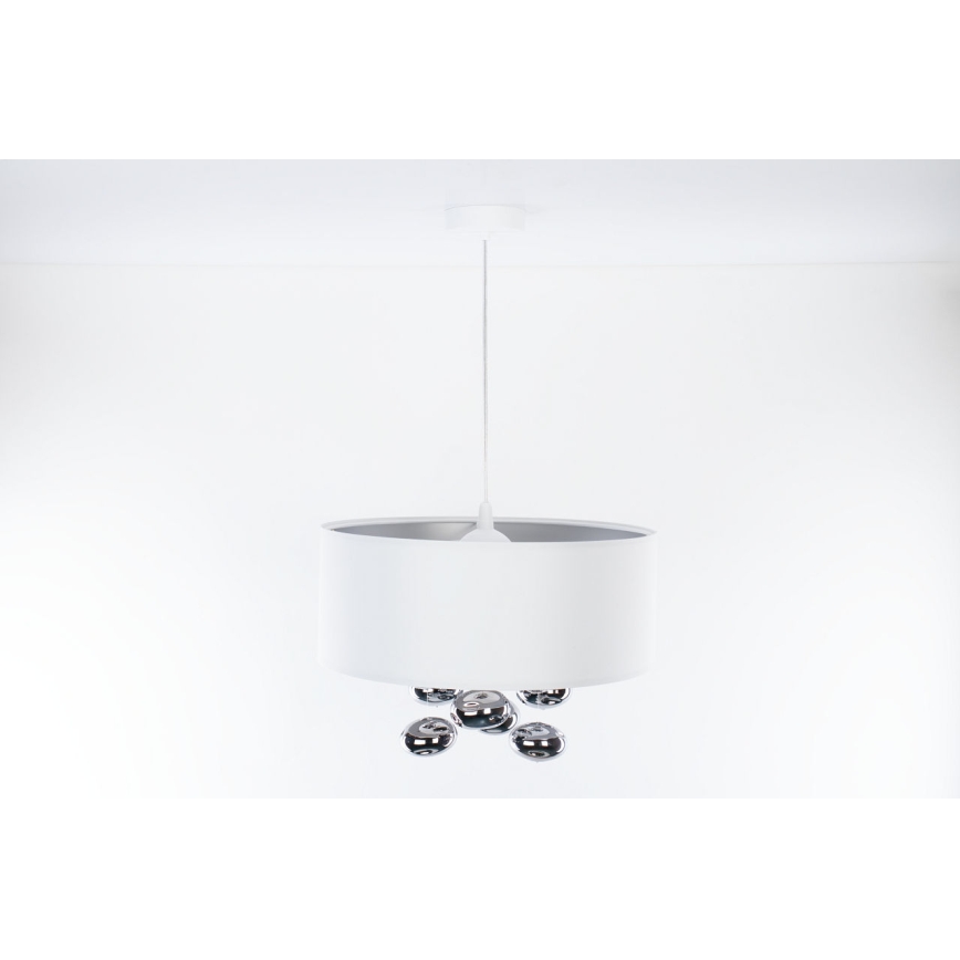 Lampa wisząca na przewodzie BUBBLE 1xE27/60W/230V śr. 50 cm biała