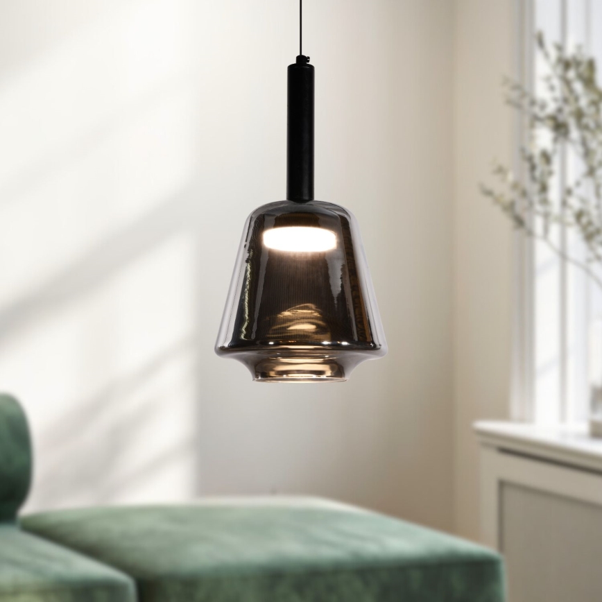 Lampa wisząca na przewodzie BUENO 1xGX53/9W/230V, średnica 18 cm, dymiona czerń