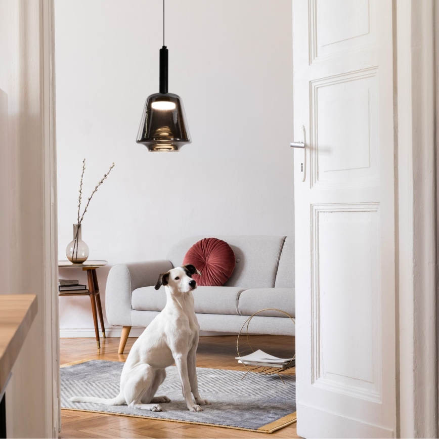 Lampa wisząca na przewodzie BUENO 1xGX53/9W/230V, średnica 18 cm, dymiona czerń