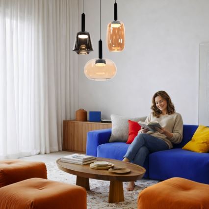 Lampa wisząca na przewodzie BUENO 1xGX53/9W/230V, średnica 18 cm, dymiona czerń