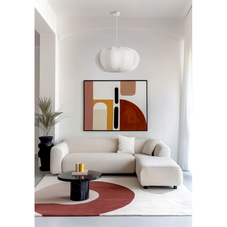Lampa wisząca na przewodzie CAFEE 1xE27/40W/230V, śr. 52 cm, biała