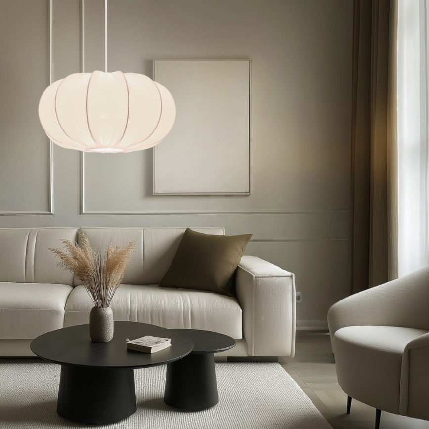 Lampa wisząca na przewodzie CAFEE 1xE27/40W/230V, śr. 52 cm, biała