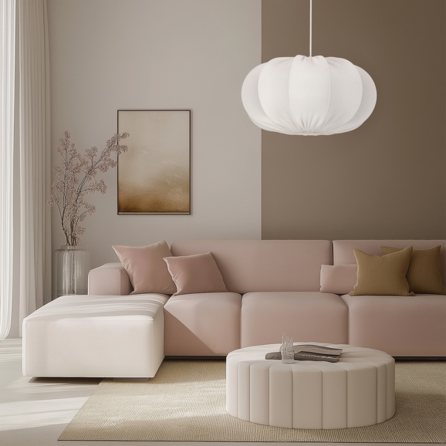 Lampa wisząca na przewodzie CAFEE 1xE27/40W/230V, śr. 52 cm, biała