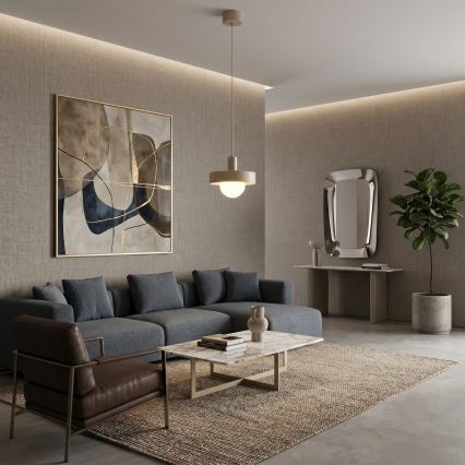 Lampa wisząca na przewodzie CANAN 1xE27/15W/230V, średnica 29 cm, beżowa