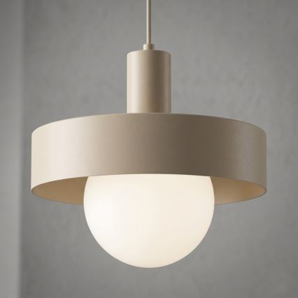 Lampa wisząca na przewodzie CANAN 1xE27/15W/230V, średnica 29 cm, beżowa