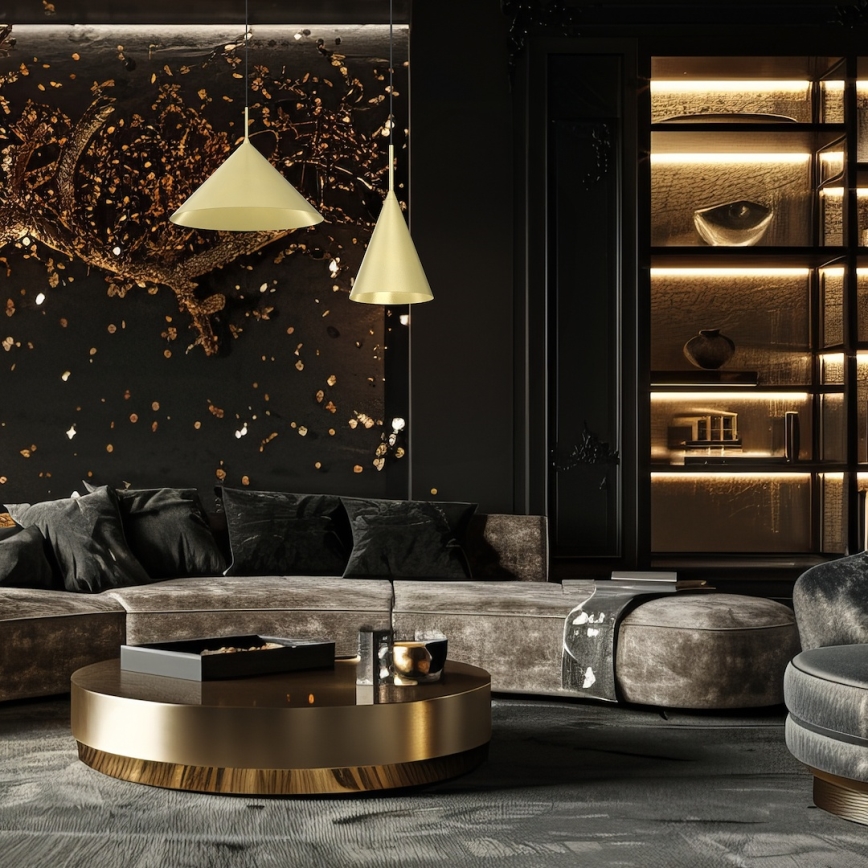 Lampa wisząca na przewodzie CAPITAL 1xGX53/15W/230V, średnica 17 cm, złota